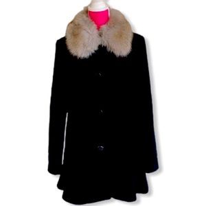 Kate Spade black wool flounce coat
